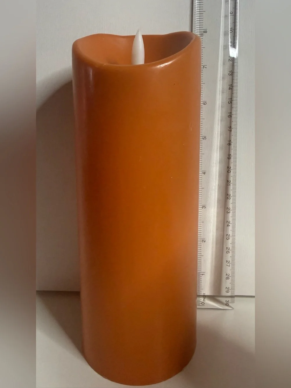 Candle Set Flickering 3  LED Pillars Different Heights in Orange